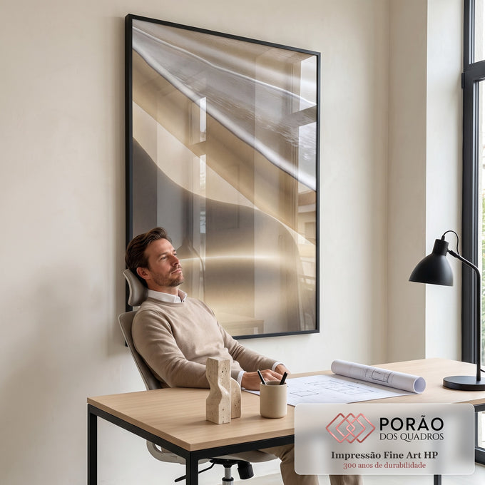 Quadro Abstrato Elegância Etérea em escritorio moderno - quadros decorativos para sala