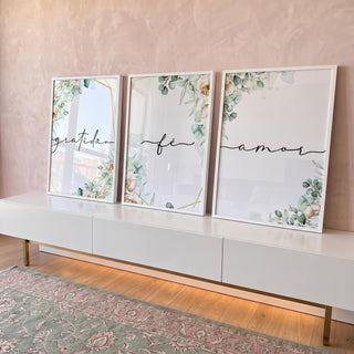 Quadro Decorativo: Amor e Gratidão em Flor em ambiente decorado - quadros decorativos para sala