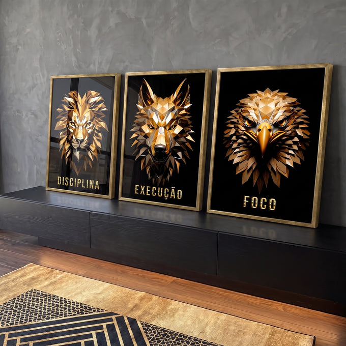 Quadro Decorativo Inspiração: Disciplina e Foco em ambiente decorado - quadros decorativos para sala