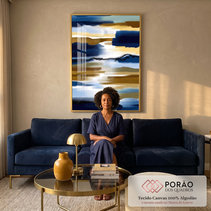 Quadro Decorativo Abstrato Serenidade em Cores em sala de estar moderna - quadros decorativos para sala