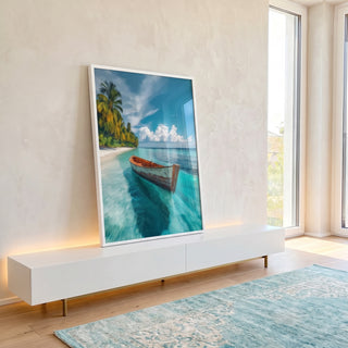 Quadro Decorativo Reflexos Tropicais Serene em ambiente decorado - quadros decorativos para sala
