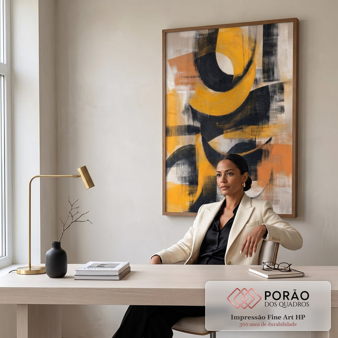 Quadro Decorativo Abstrato Energizante em escritorio moderno - quadros decorativos para sala
