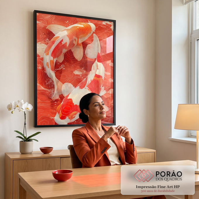 Quadro Decorativo Koi em Movimento em escritorio moderno - quadros decorativos para sala