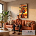 Quadro Decorativo Étnico e Elegante Rainha Africana em sala de estar moderna - quadros decorativos para sala
