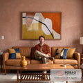Quadro Decorativo: Abstração Vibrante em Laranja e Preto em sala de estar moderna - quadros decorativos para sala