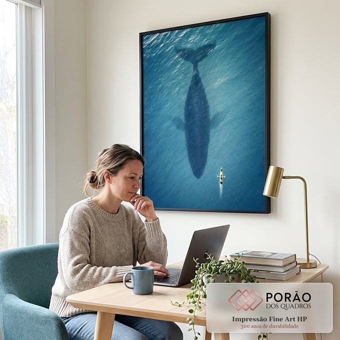Quadro Decorativo: Baleia Oceano - Chama Para Aventura em escritorio moderno - quadros decorativos para sala