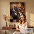 Quadro Decorativo Confronto Divino com o Leão em escritorio moderno - quadros decorativos para sala