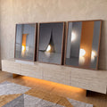 Quadro Decorativo: Harmonia Urbana em Bege, Marrom e Preto em ambiente decorado - quadros decorativos para sala