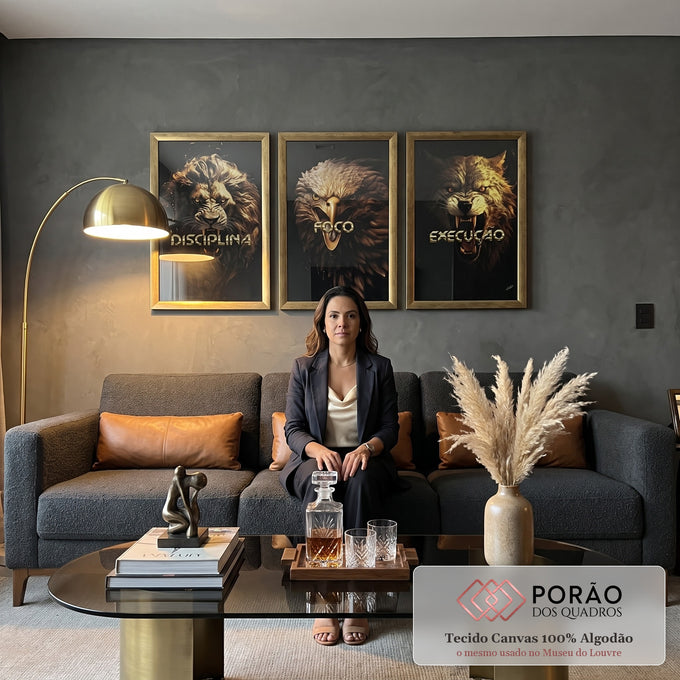 Quadro Decorativo Disciplina, Execução e Foco - Inspiração e Estilo para Sua Decoração em sala de estar moderna - quadros decorativos para sala