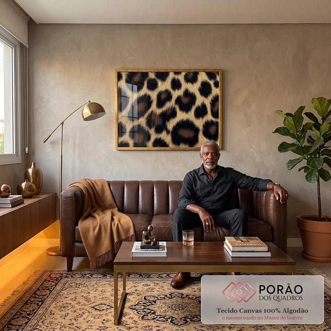 Quadro Decorativo Elegância em Pele de Onça em sala de estar moderna - quadros decorativos para sala