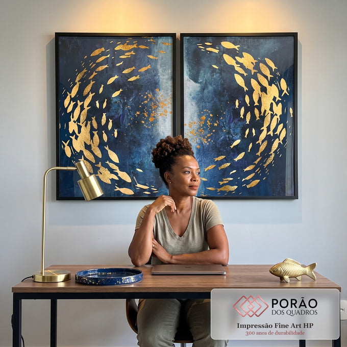 Quadro Decorativo: Oásis Cardume Encantador em escritorio moderno - quadros decorativos para sala
