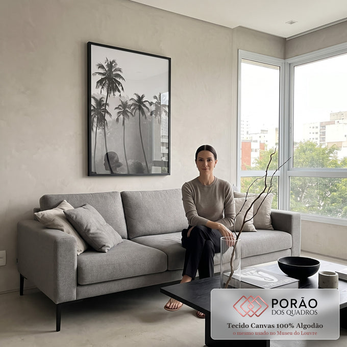 Quadro Decorativo Silhuetas Tropicais: Impacto Visual Único em sala de estar moderna - quadros decorativos para sala