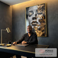 Quadro Decorativo Elegância em Folha de Ouro: Transforme Seu Ambiente em escritorio moderno - quadros decorativos para sala