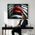 Quadro Decorativo Mulher Dos Lábios Carnudos em Cores Vibrantes em escritorio moderno - quadros decorativos para sala