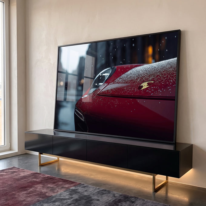 Elegância Automotiva Quadro Decorativo do Carro Esportivo Vermelho em ambiente decorado - quadros decorativos para sala