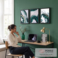 Quadro Decorativo: Sussurros de Serenidade em Mármore Verde em escritorio moderno - quadros decorativos para sala