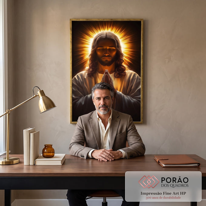 Quadro Decorativo A Oração de Cristo em Luz Divina em escritorio moderno - quadros decorativos para sala