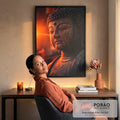 Quadro Decorativo Buda Sereno Refletindo em escritorio moderno - quadros decorativos para sala