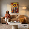 Quadro Decorativo Arcanjo Rafael - Sofisticação e Estilo para sua Casa em sala de estar moderna - quadros decorativos para sala