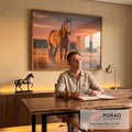 Quadro Decorativo Cavalo em Campo Sereno em escritorio moderno - quadros decorativos para sala