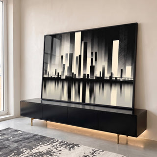 Quadro Decorativo Urbano Moderna em ambiente decorado - quadros decorativos para sala