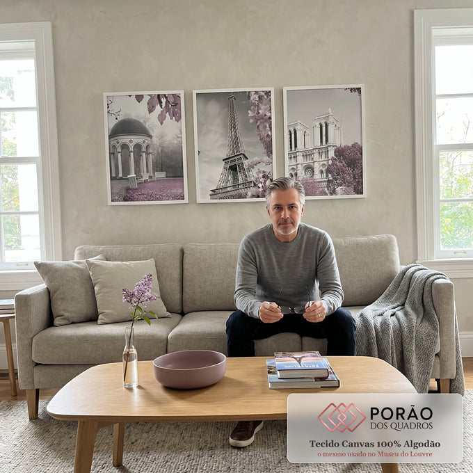 Quadro Decorativo Primavera em Paris: Encante-se! em sala de estar moderna - quadros decorativos para sala