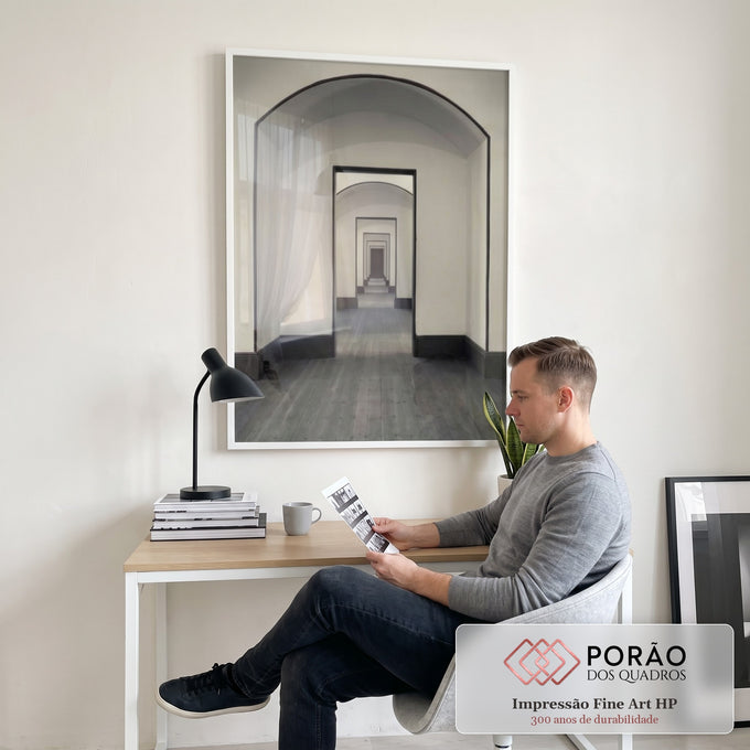 Quadro Decorativo Corredor do Tempo: Elegância Atemporal em escritorio moderno - quadros decorativos para sala