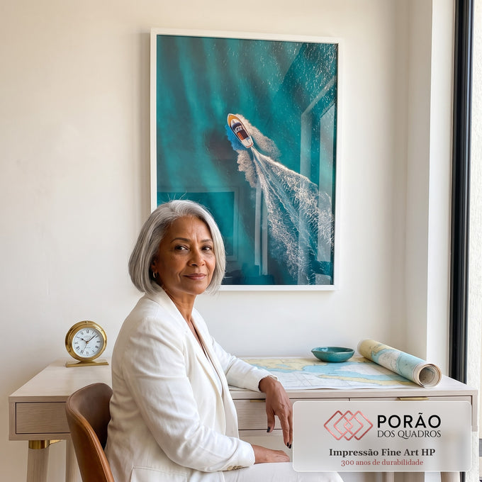 Quadro Decorativo Mar Sereno em escritorio moderno - quadros decorativos para sala