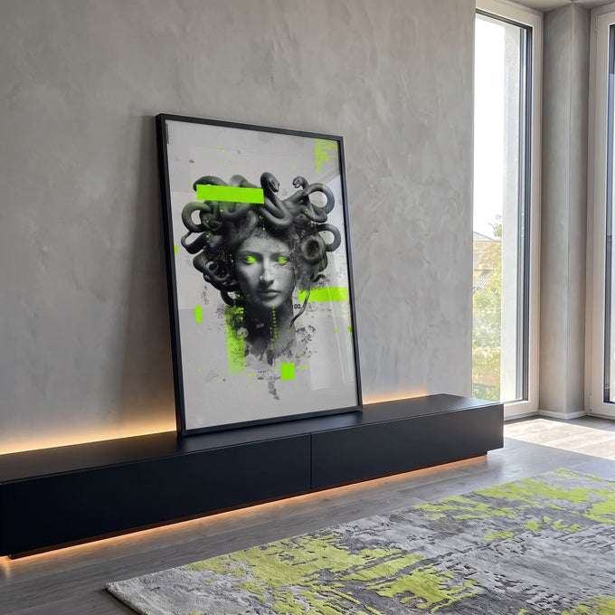 Quadro Decorativo Medusa Moderna em ambiente decorado - quadros decorativos para sala