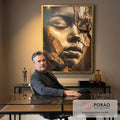 Quadro Decorativo Elegante Golden Face 2 - Arte Moderna para Sua Casa em escritorio moderno - quadros decorativos para sala