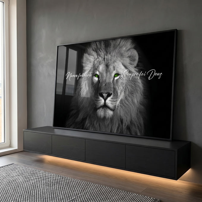 Quadro Decorativo Olhar do Rei: Majestade Animal em Sua Sala em ambiente decorado - quadros decorativos para sala