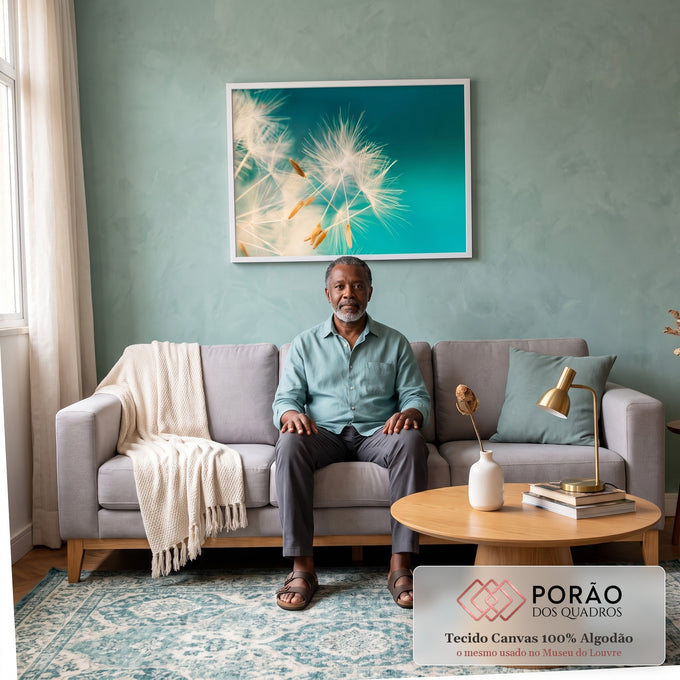 Quadro Decorativo Dente-de-Leão Serene em sala de estar moderna - quadros decorativos para sala