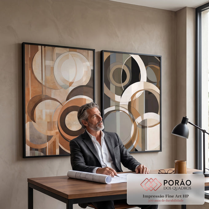 Quadro Decorativo: Abstração Terrosa - Beleza Singular em escritorio moderno - quadros decorativos para sala
