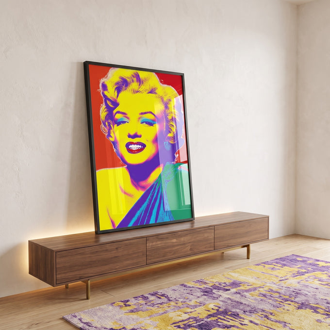 Quadro Decorativo - Marilyn Monroe Pop Arte em ambiente decorado - quadros decorativos para sala