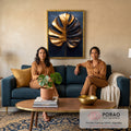 Quadro Decorativo Folha de Monstera Dourada em sala de estar moderna - quadros decorativos para sala