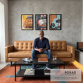 Quadro Decorativo Celebração Vibrante Porsche - Exclusivo em sala de estar moderna - quadros decorativos para sala