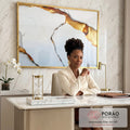 Quadro Decorativo Elegância Abstrata em Dourado em escritorio moderno - quadros decorativos para sala