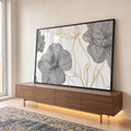 Quadro Decorativo Floral Preto e Dourado em ambiente decorado - quadros decorativos para sala