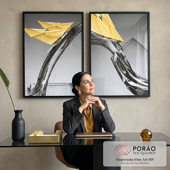Quadro Decorativo Impressionante: Origami Celestial em escritorio moderno - quadros decorativos para sala