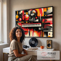 Quadro Decorativo Abstrato em Cores Quentes em escritorio moderno - quadros decorativos para sala