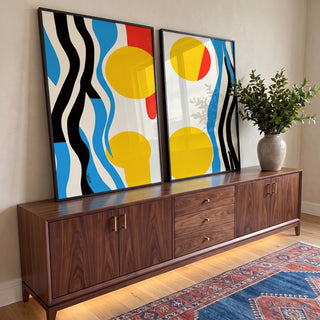 Quadro Decorativo Cores e Formas - Abstração Contemporânea em ambiente decorado - quadros decorativos para sala