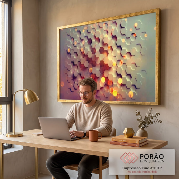 Quadro Decorativo Geometria Luminosa - Um Toque Moderno em escritorio moderno - quadros decorativos para sala