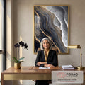 Quadro Decorativo Serenidade Dourada em escritorio moderno - quadros decorativos para sala