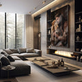 Quadro Decorativo Jesus Abraçando o Leão - Toque Divino - quadros decorativos 1 Tela Vertical, 3 Telas - em sala moderna