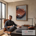 Porsche 911 clássico cobre metálico com faróis redondos sobre piso de concreto, quadro decorativo