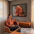 Quadro Decorativo Árvore Silhueta com Lua Vermelha Gigante | quadros decorativos | árvore em silhueta escura contra lua vermelha gigante ao entardecer | em Quadros para Escritorio | Porao dos Quadros