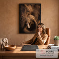 Close de elefante africano soprando poeira, presa e pele texturizada em luz quente, quadro decorativo