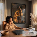 Quadro Decorativo Mulher Dourada entre Tambores Africanos | quadros decorativos | em ambiente 2 | Porao dos Quadros