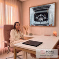 Quadro Decorativo Grande Motor Esportivo para Sala Preto | quadros decorativos | motor boxer com dutos em fibra de carbono e dobradiças douradas vistos de cima | em ambiente 2 | Porao dos Quadros