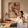 Quadro Decorativo Dançarina Oriental com Fitas ao Vento | quadros decorativos | mulher em hanfu com fitas vermelhas e verde-água esvoaçando no deserto | em Quadros para Escritorio | Porao dos Quadros